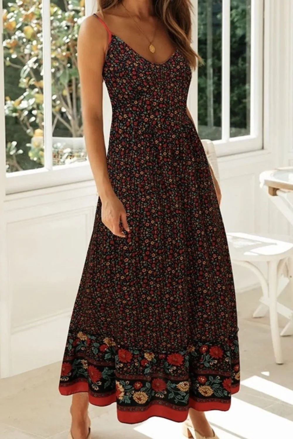 Printed Maxi Cami Dress - Premium Maxi Dress from Trendsi - Just $29.99! Shop now at Handbags Specialist Headquarter