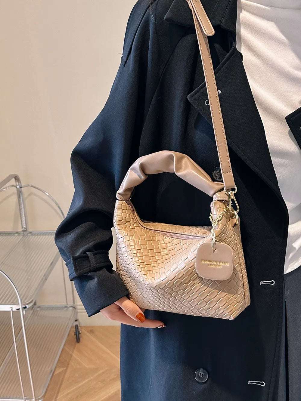 PU Leather Woven Crossbody Bag - Premium Crossbody Bag from Trendsi - Just $27.99! Shop now at Handbags Specialist Headquarter