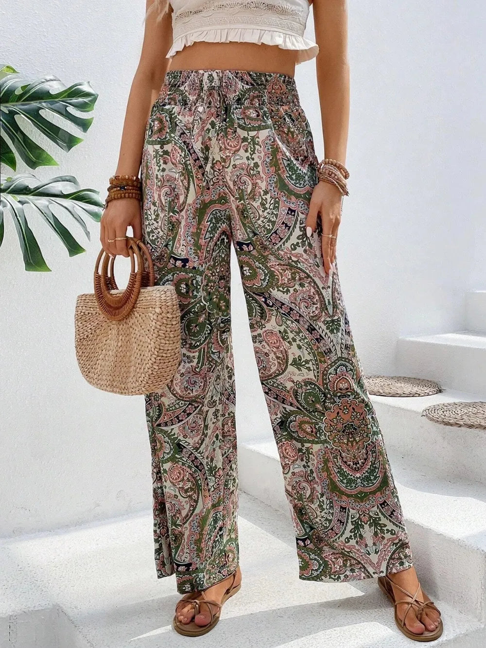Printed Wide Leg Pants - Premium Women Pants from Trendsi - Just $27.99! Shop now at Handbags Specialist Headquarter