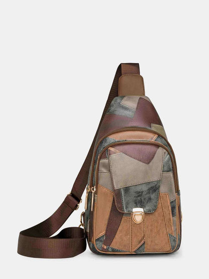 PU Leather Color Block Crossbody Bag - Premium Crossbody Bag from Trendsi - Just $29.99! Shop now at Handbags Specialist Headquarter