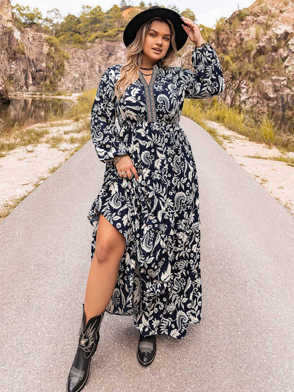 Plus Size Long Sleeve Maxi Dress - Premium Dresses from Trendsi - Just $51.99! Shop now at Handbags Specialist Headquarter