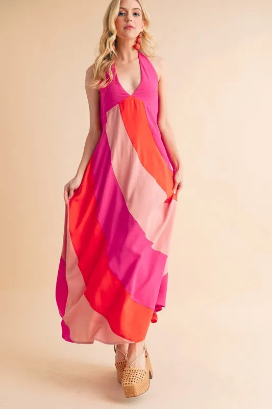 Aemi+Co Color Block Sleeveless Maxi Dress - Premium Maxi Dress from Trendsi - Just $57.99! Shop now at Handbags Specialist Headquarter