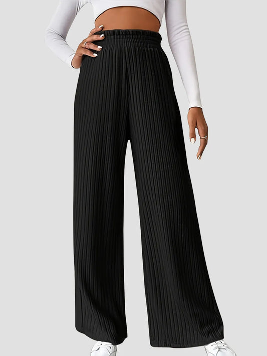 Ribbed High Waist Pants - Premium Women Pants from Trendsi - Just $29.99! Shop now at Handbags Specialist Headquarter