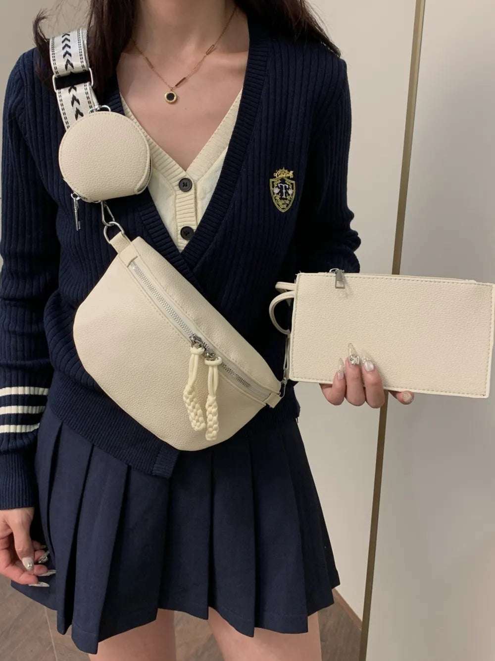 PU Leather Adjustable Strap Crossbody Bag with Coin Purse - Premium Crossbody Bag from Trendsi - Just $27.99! Shop now at Handbags Specialist Headquarter