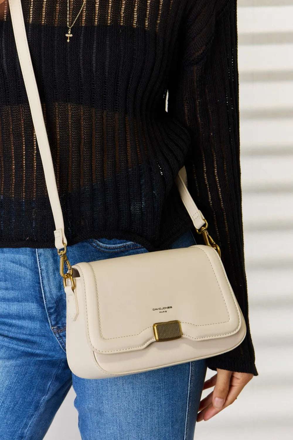 David Jones PU Leather Crossbody Bag - Premium Crossbody Bag from Trendsi - Just $40.99! Shop now at Handbags Specialist Headquarter