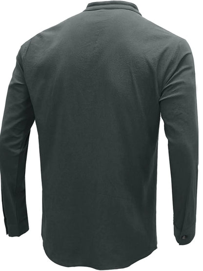 Men's Button Detail Long Sleeve Polo Shirt - Premium Men's Polo shirt from Trendsi - Just $43.99! Shop now at Handbags Specialist Headquarter