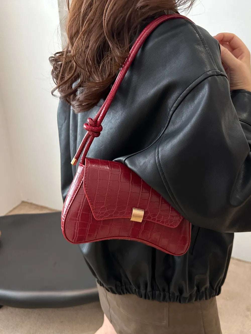 PU Leather Texture Crossbody Bag - Premium Crossbody Bag from Trendsi - Just $19.99! Shop now at Handbags Specialist Headquarter