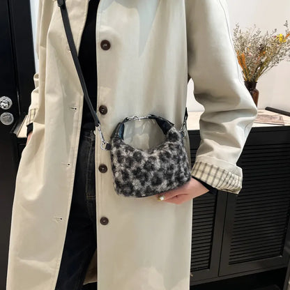 Fuzzy Polyester Mini Handbag with Zipper - Premium Tote Bag from Trendsi - Just $39.99! Shop now at Handbags Specialist Headquarter