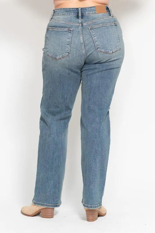 Judy Blue Full Size High Waist Distressed Dad Jean Plus Size - Premium Women / Jeans & Denim from Trendsi - Just $63.99! Shop now at Handbags Specialist Headquarter