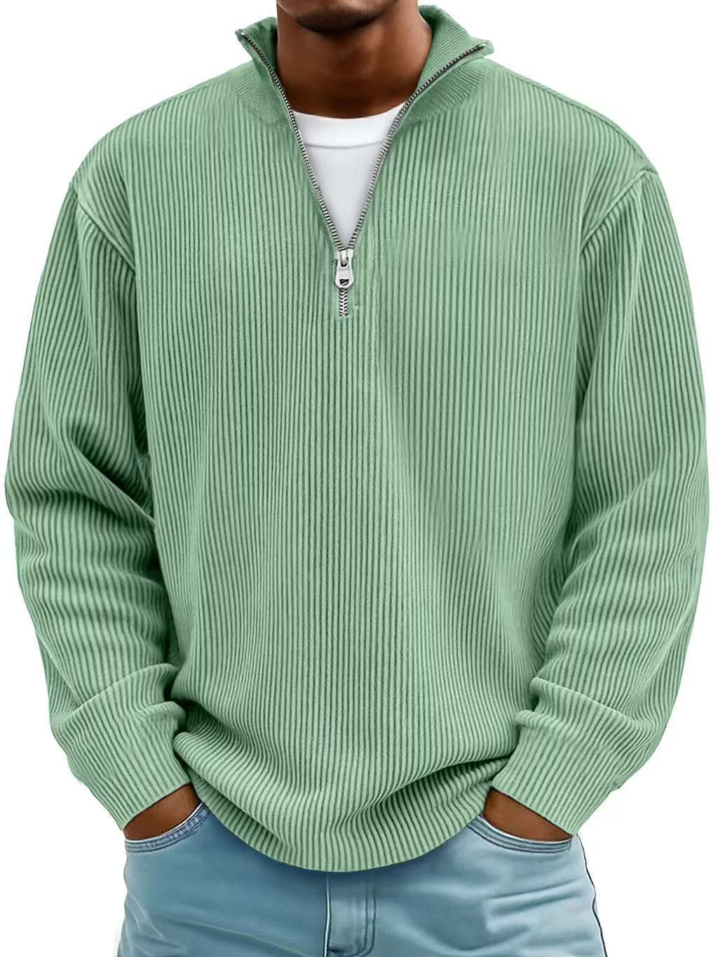 CozyCord Zip Polo: Men's Warm Stand Collar Top