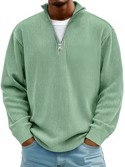 CozyCord Zip Polo: Men's Warm Stand Collar Top