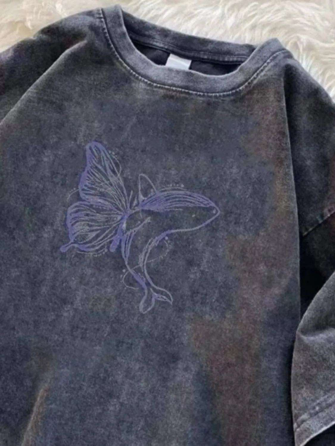 Men's Full Size Butterfly Round Neck T-Shirt Plus Size - Premium Men's T-Shirt from Trendsi - Just $21.99! Shop now at Handbags Specialist Headquarter