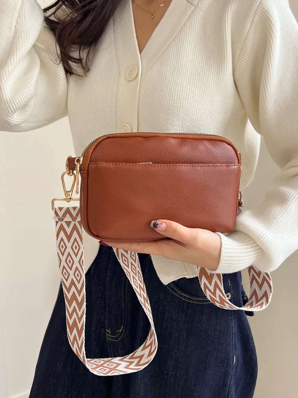 PU Leather Single Strap Crossbody Bag - Premium Crossbody Bag from Trendsi - Just $21.99! Shop now at Handbags Specialist Headquarter