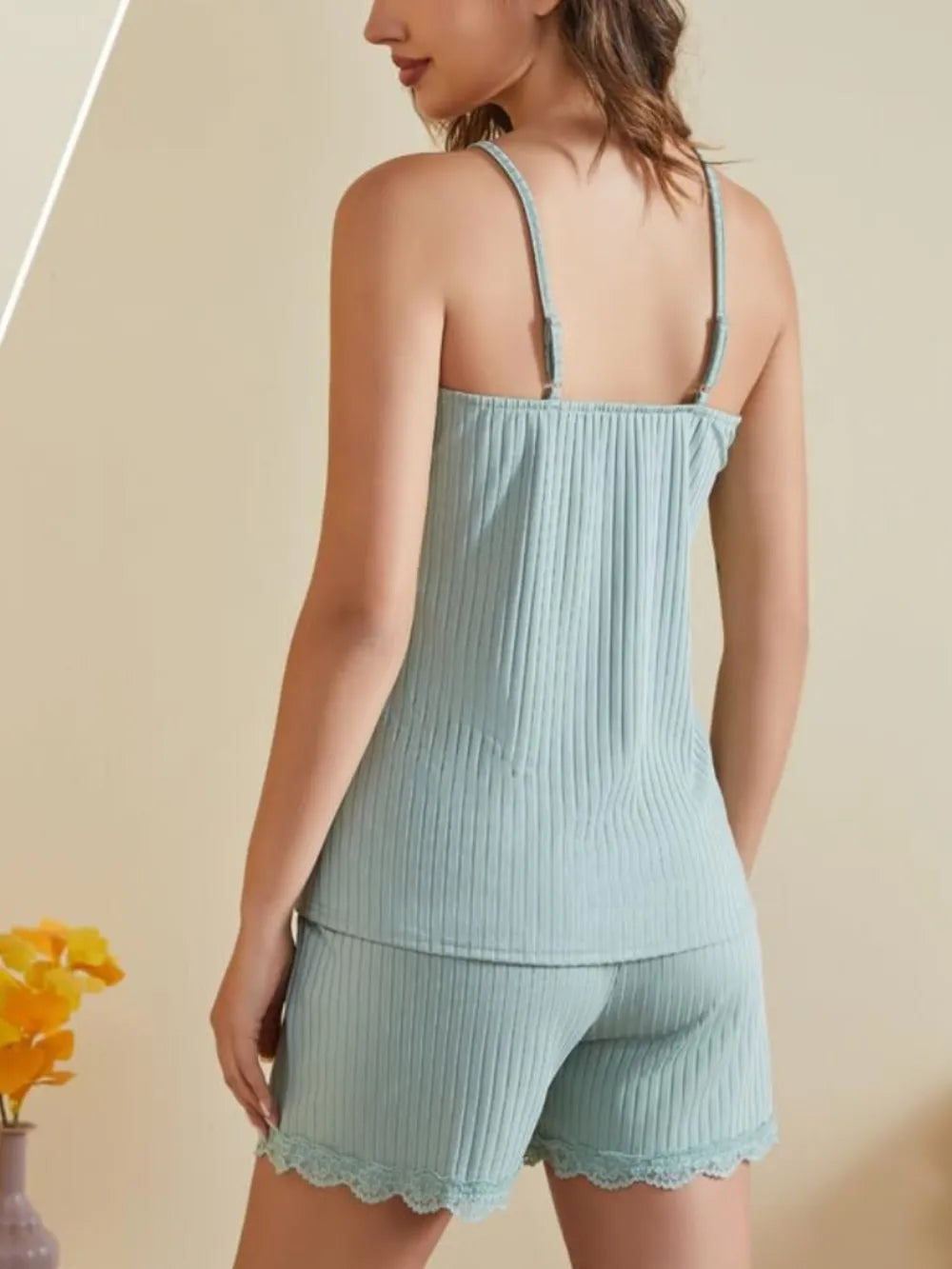 Ribbed Scoop Neck Top and Shorts Lounge Set - Premium Sleepwear from Trendsi - Just $26.06! Shop now at Handbags Specialist Headquarter