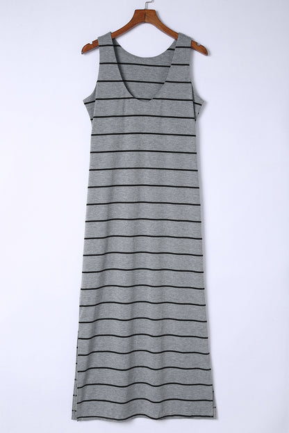 Striped Slit Sleeveless Maxi Dress - Premium Maxi Dress from Trendsi - Just $35.99! Shop now at Handbags Specialist Headquarter