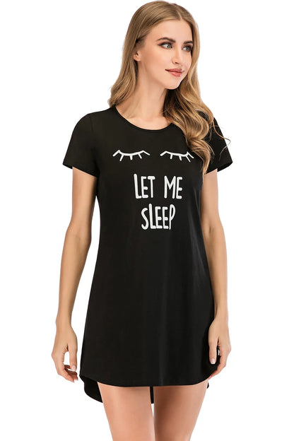 Graphic Round Neck Short Sleeve Lounge Dress - Premium Sleepwear from Trendsi - Just $24! Shop now at Handbags Specialist Headquarter