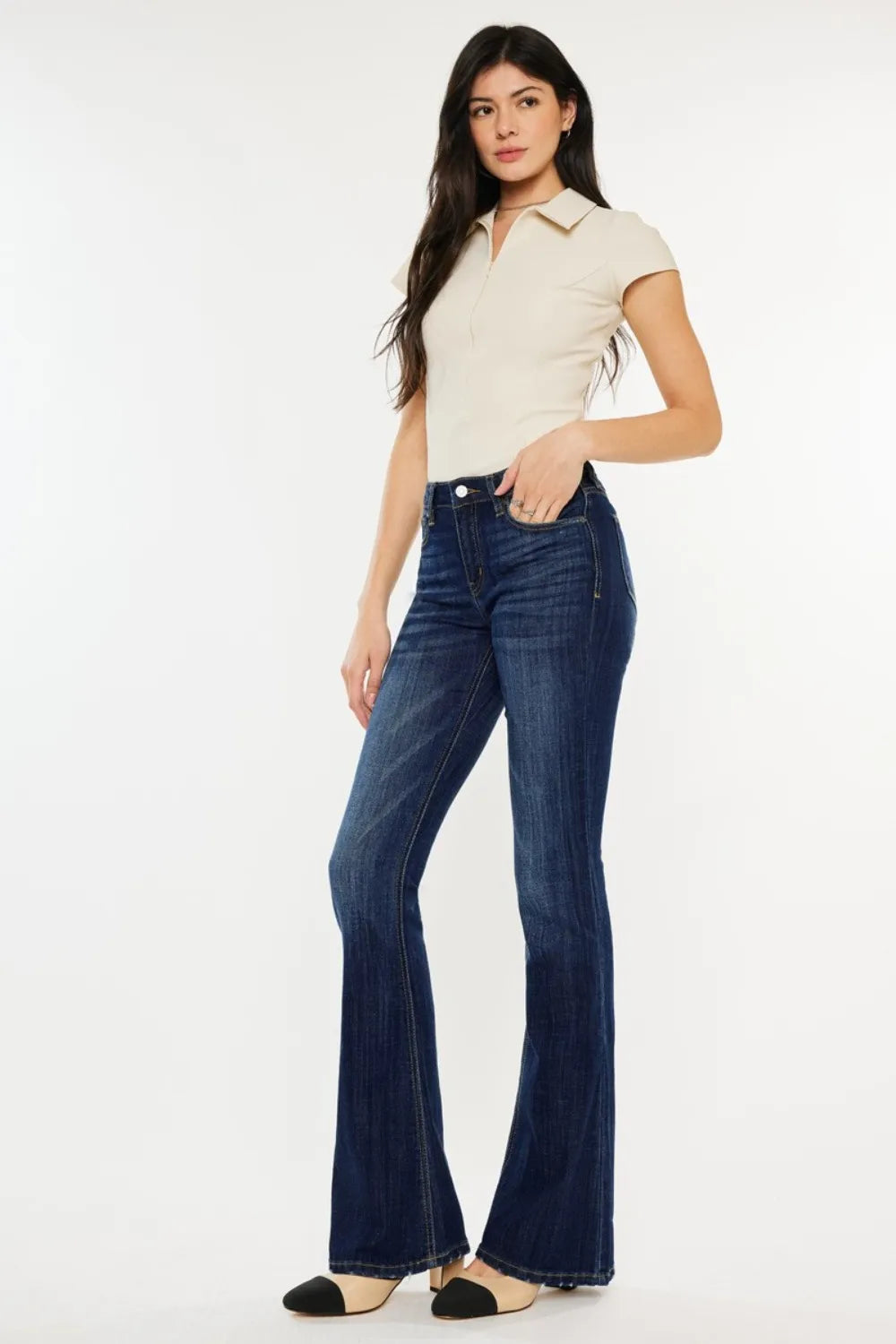 Kancan Full Size Mid Rise Slim Flare Jeans - Premium Sleepwear from Trendsi - Just $67.99! Shop now at Handbags Specialist Headquarter