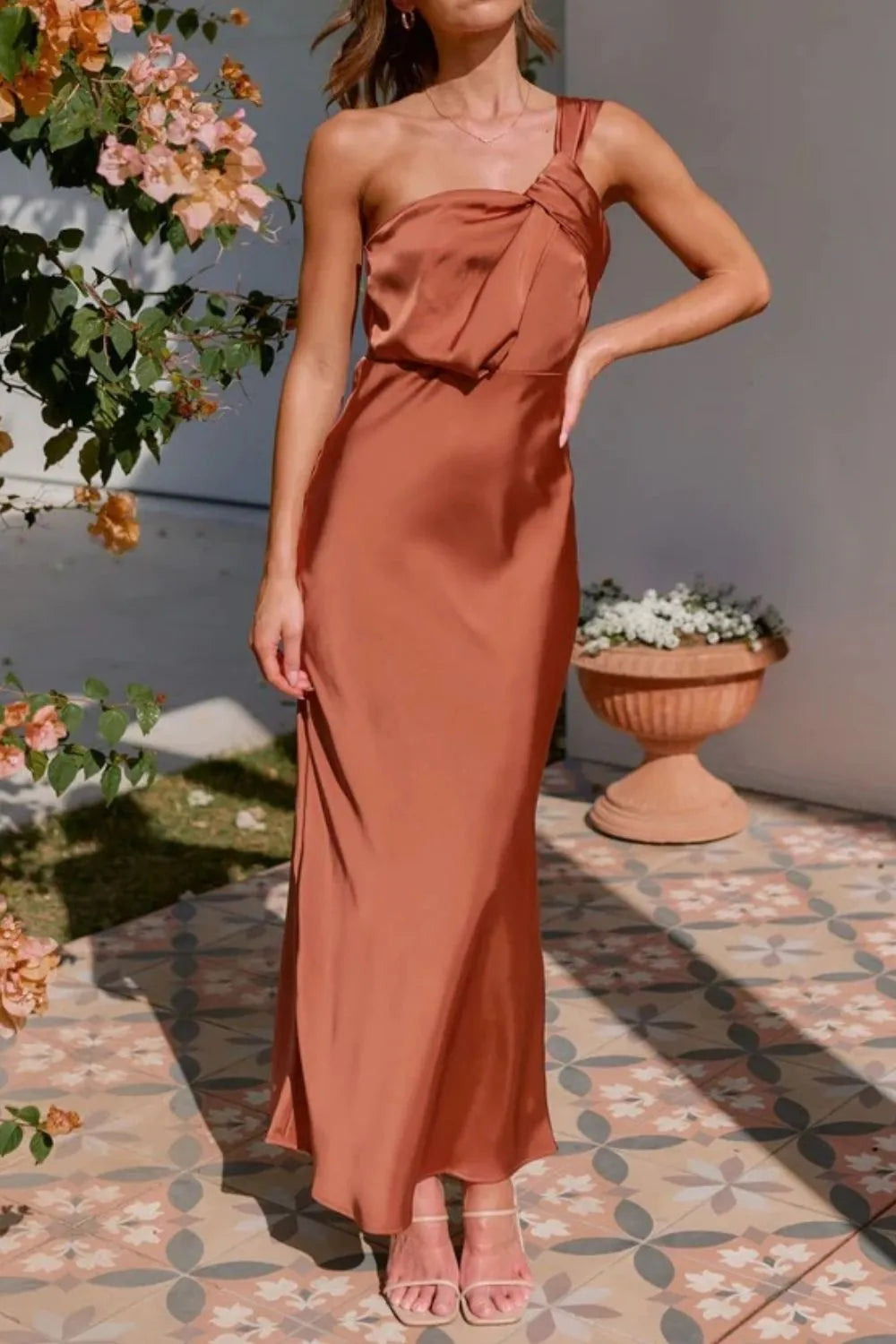 One Shoulder Sleeveless Maxi Dress - Premium Maxi Dress from Trendsi - Just $29.99! Shop now at Handbags Specialist Headquarter