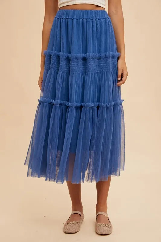Annie Wear Tulle Tiered Midi Skirt - Premium Skirts from Trendsi - Just $50.99! Shop now at Handbags Specialist Headquarter