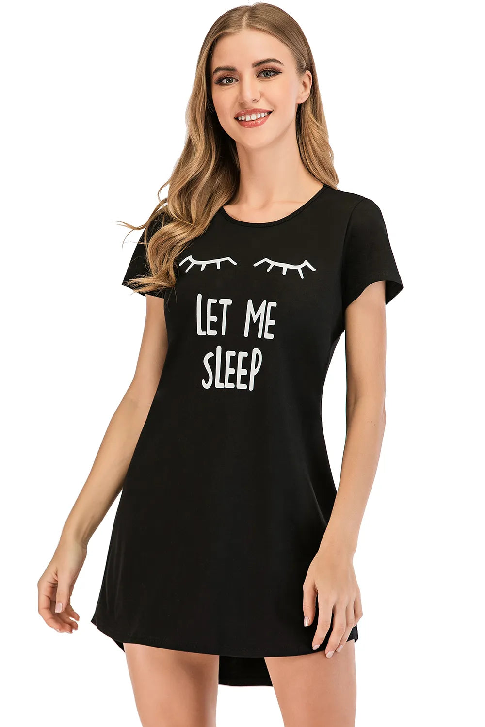 Graphic Round Neck Short Sleeve Lounge Dress - Premium Sleepwear from Trendsi - Just $24! Shop now at Handbags Specialist Headquarter