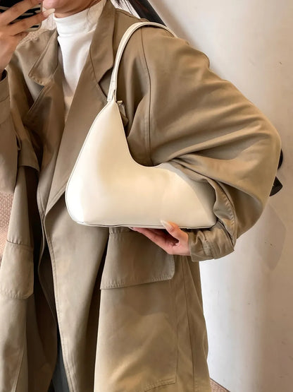 PU Leather Moon Shape Shoulder Bag - Premium Tote Bag from Trendsi - Just $39.99! Shop now at Handbags Specialist Headquarter