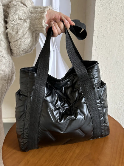 Solid Color Tote Bag with Side Pockets - Premium Tote Bag from Trendsi - Just $39.99! Shop now at Handbags Specialist Headquarter