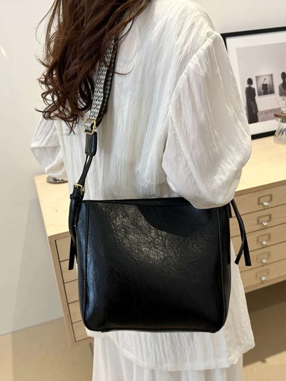 PU Leather Adjustable Strap Crossbody Bag with Pouch - Premium Crossbody Bag from Trendsi - Just $31.99! Shop now at Handbags Specialist Headquarter