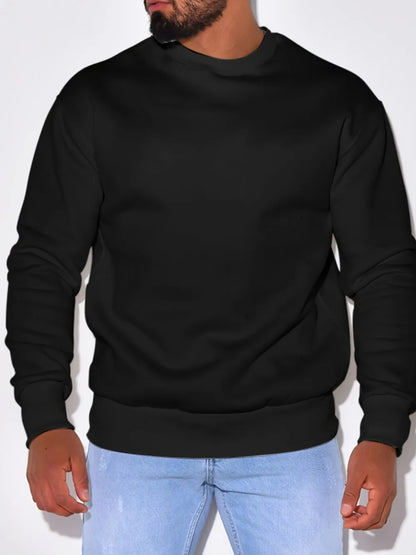 Men's Plus Size Round Neck Sweatshir - Premium Men's Sweatshirts from Trendsi - Just $23.98! Shop now at Handbags Specialist Headquarter