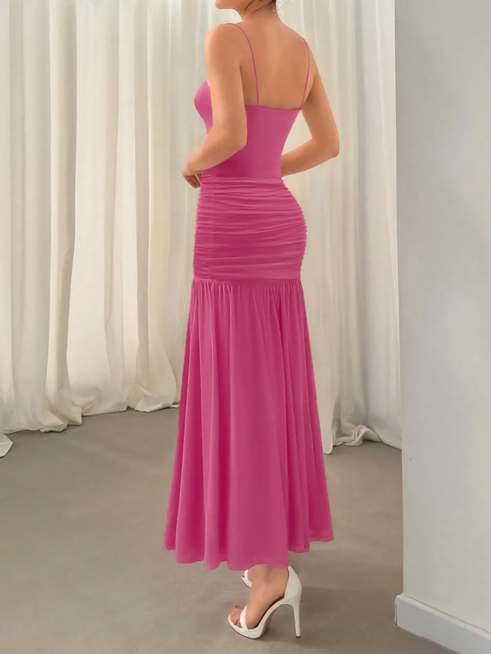 Ruched Maxi Cami Dress - Premium Maxi Dress from Trendsi - Just $45.99! Shop now at Handbags Specialist Headquarter