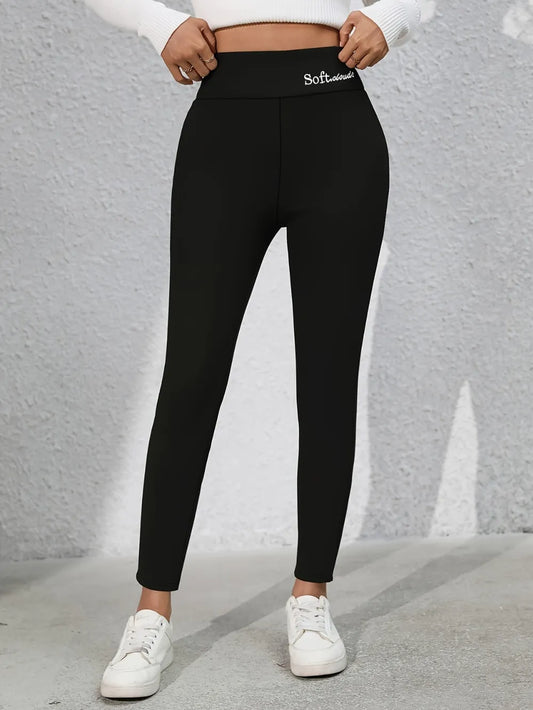 Full Size Letter Embroidered High Waist Leggings - Premium Leggings from Trendsi - Just $49.95! Shop now at Handbags Specialist Headquarter