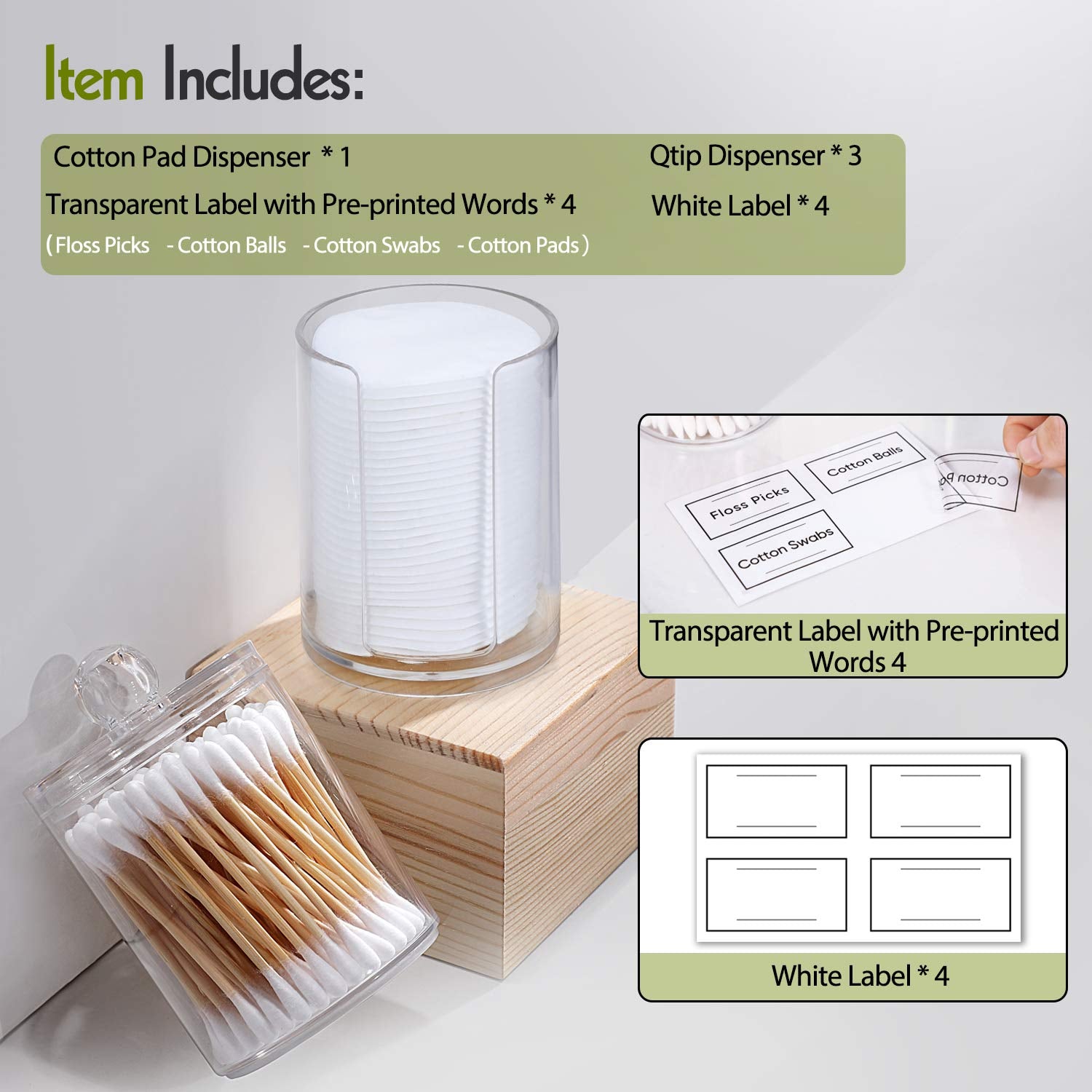 Clear Acrylic Qtip Dispenser Set - 4 Pack - Handbags Specialist Headquarter