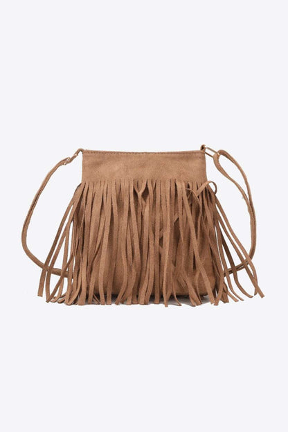 Adored PU Leather Crossbody Bag with Fringe - Premium Crossbody Bag from Trendsi - Just $26.99! Shop now at Handbags Specialist Headquarter