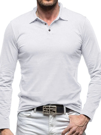 Men's Collared Neck Long Sleeve Polo - Premium Men's Polo shirt from Trendsi - Just $43.99! Shop now at Handbags Specialist Headquarter