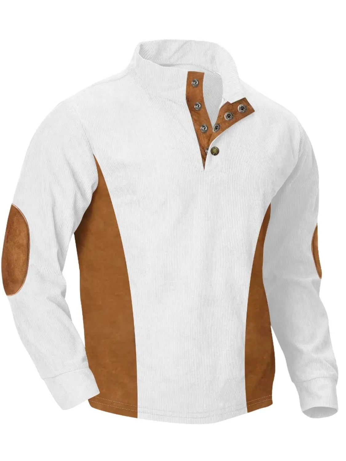 Men's Full Size Contrast Quarter Snap Long Sleeve Top Plus Size - Premium Men's Sweatshirts from Trendsi - Just $26.72! Shop now at Handbags Specialist Headquarter