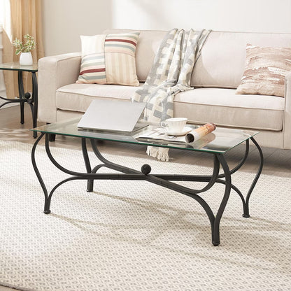 TriGlass Chic: Sleek 3-Piece Coffee Table Set