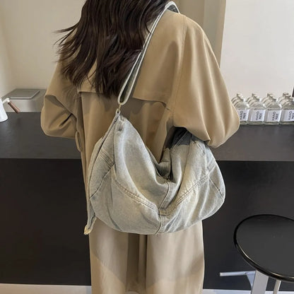 Adjustable Strap Denim Tote Bag - Premium Tote Bag from Trendsi - Just $36.99! Shop now at Handbags Specialist Headquarter