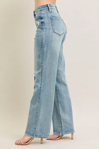 Judy Blue Full Size Hw Destroy & Knee Patch Straight Jeans Plus Size - Premium Women / Jeans & Denim from Trendsi - Just $71.99! Shop now at Handbags Specialist Headquarter