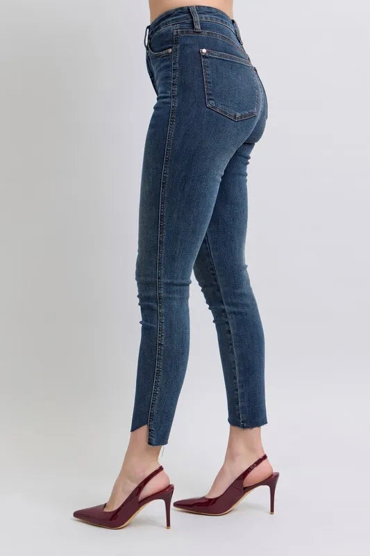Judy Blue Full Size High Waist Tummy Control Step Hem Skinny Jeans Plus Size - Premium Women / Jeans & Denim from Trendsi - Just $61.99! Shop now at Handbags Specialist Headquarter