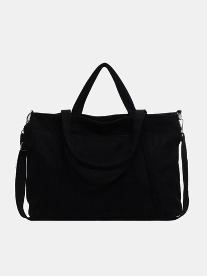 Corduroy Solid Large Tote Bag - Premium Tote Bag from Trendsi - Just $39.99! Shop now at Handbags Specialist Headquarter