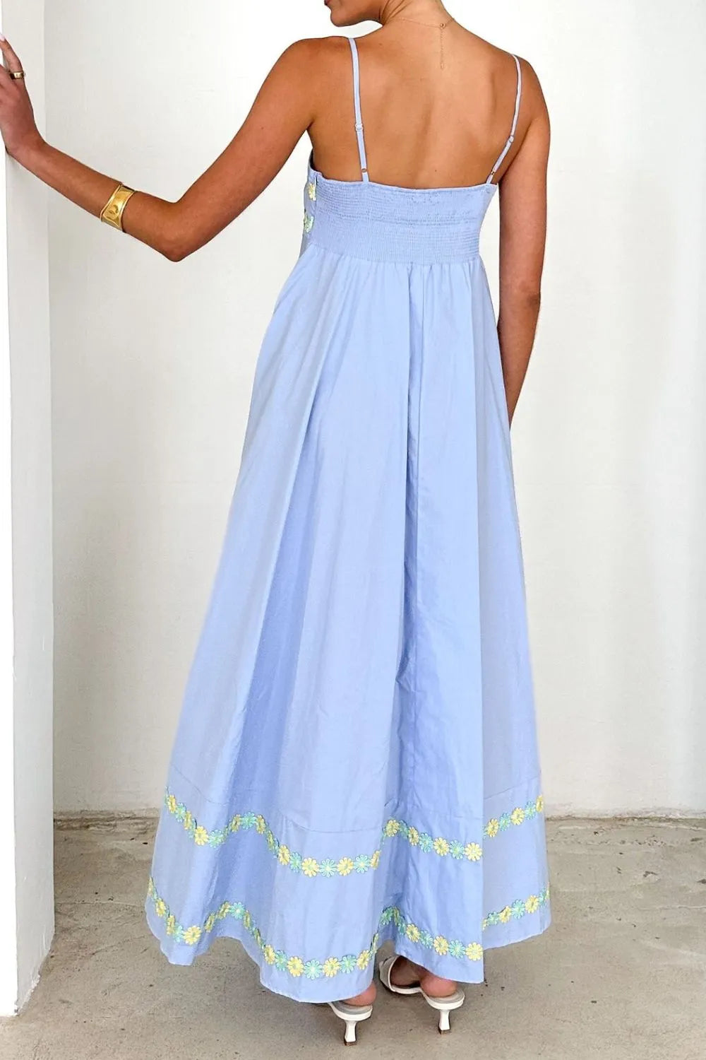 Floral Embroidered Spaghetti Strap Maxi Dress - Premium Maxi Dress from Trendsi - Just $47.99! Shop now at Handbags Specialist Headquarter