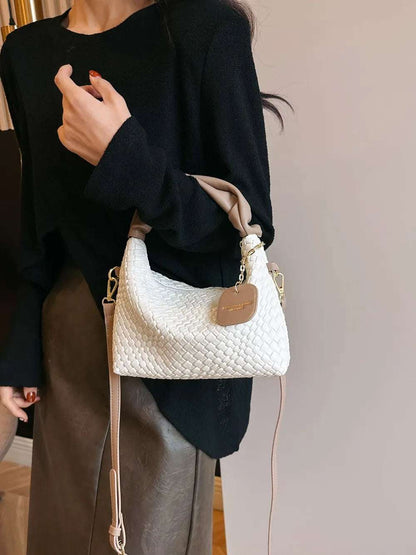 PU Leather Woven Crossbody Bag - Premium Crossbody Bag from Trendsi - Just $27.99! Shop now at Handbags Specialist Headquarter