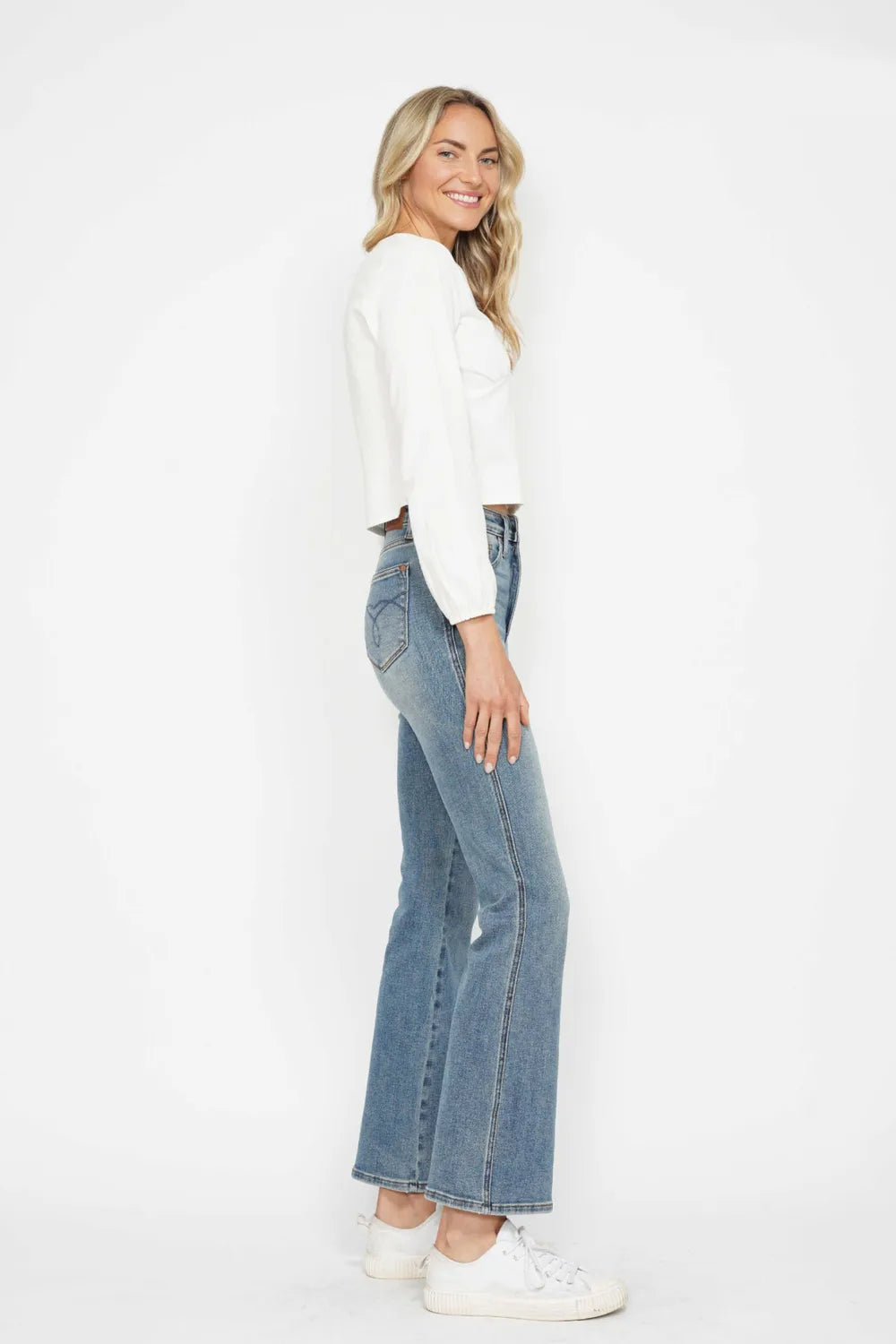 Judy Blue Full Size Tummy Control Back Embroidered Pocketed Bootcut Jeans Plus Size - Premium Women / Jeans & Denim from Trendsi - Just $57.99! Shop now at Handbags Specialist Headquarter