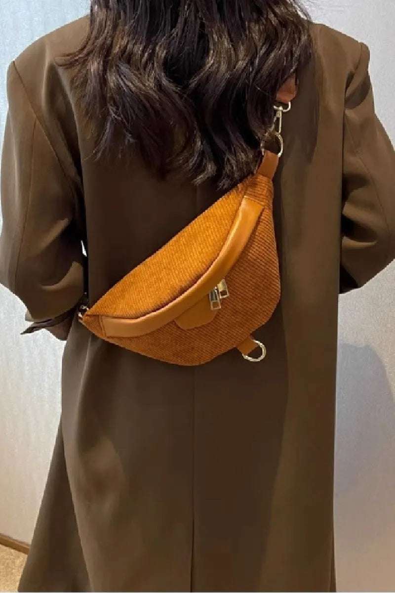 Zenana Corduroy Crossbody Bag with Removable Strap - Premium Crossbody Bag from Trendsi - Just $32.99! Shop now at Handbags Specialist Headquarter
