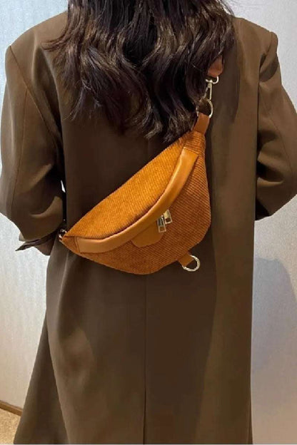 Zenana Corduroy Crossbody Bag with Removable Strap - Premium Crossbody Bag from Trendsi - Just $32.99! Shop now at Handbags Specialist Headquarter
