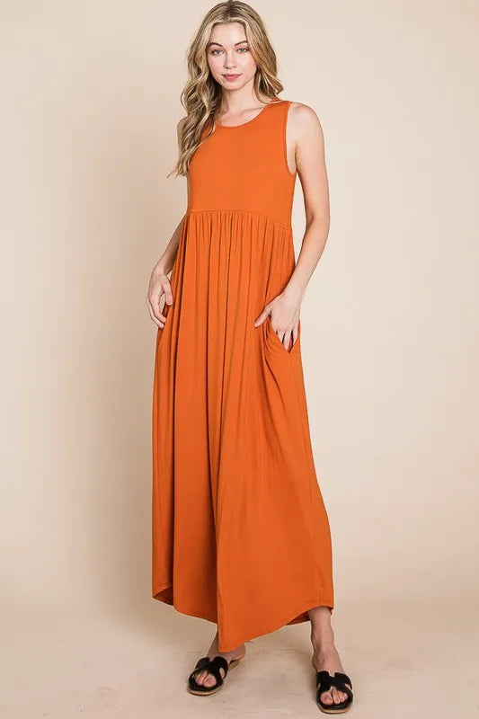 BOMBOM Sleeveless Maxi Dress with Pockets - Premium Maxi Dress from Trendsi - Just $21.99! Shop now at Handbags Specialist Headquarter