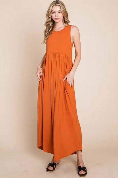 BOMBOM Sleeveless Maxi Dress with Pockets - Premium Maxi Dress from Trendsi - Just $21.99! Shop now at Handbags Specialist Headquarter