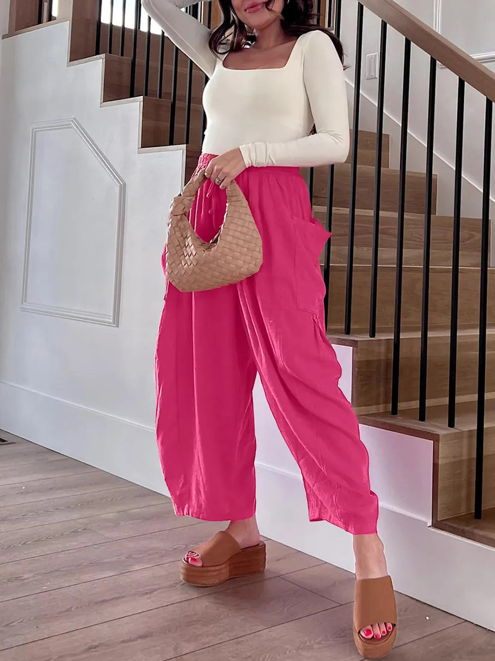 Full Size Wide Leg Pants with Pockets - Premium Women Pants from Trendsi - Just $42.99! Shop now at Handbags Specialist Headquarter