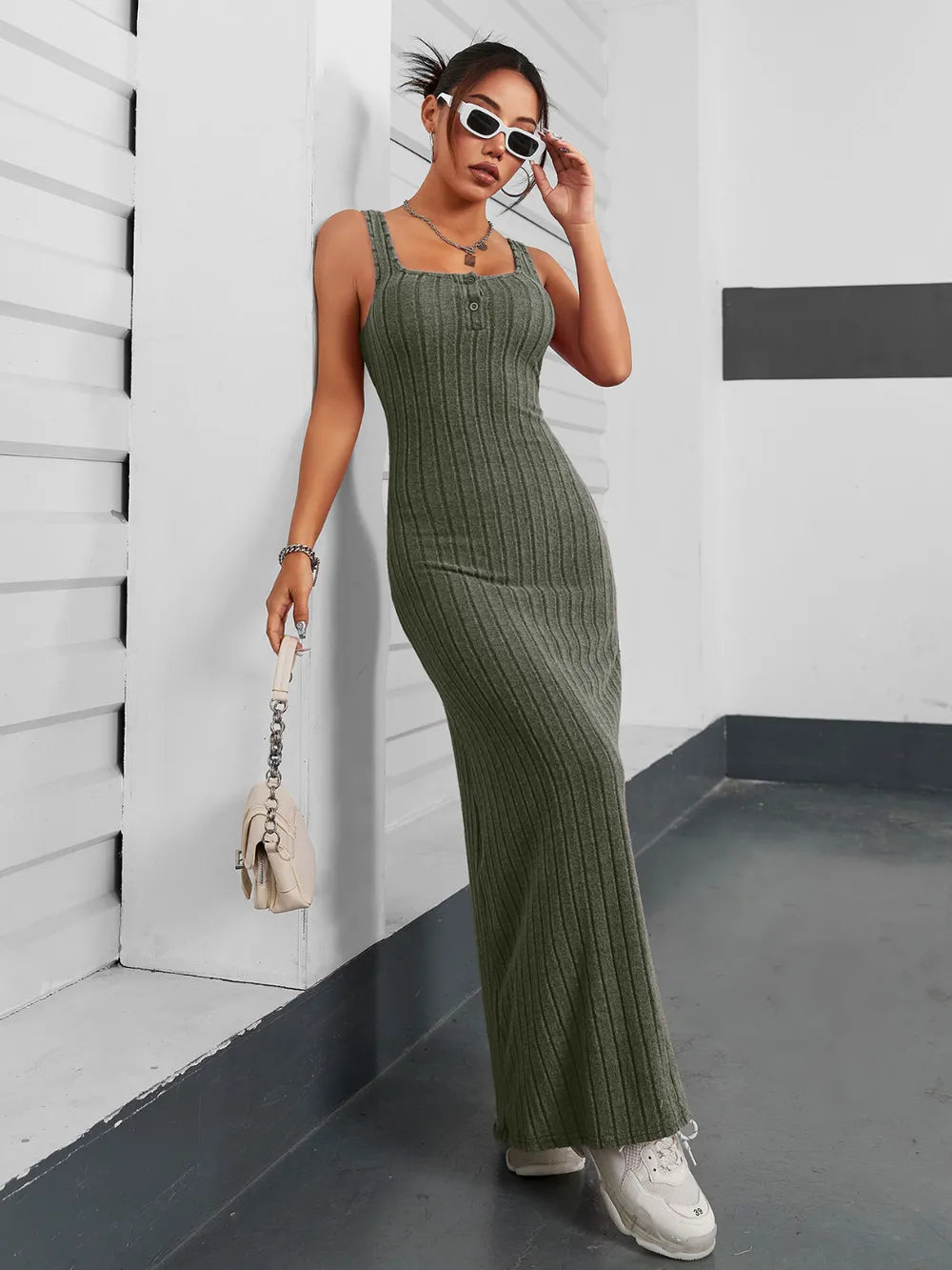 Ribbed Maxi Tank Dress - Premium Maxi Dress from Trendsi - Just $25.99! Shop now at Handbags Specialist Headquarter