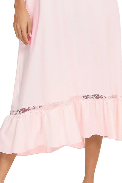 Lace Detail Short Sleeve Lounge Dress - Premium Sleepwear from Trendsi - Just $29! Shop now at Handbags Specialist Headquarter