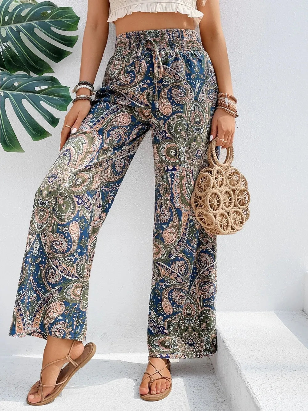 Printed Wide Leg Pants - Premium Women Pants from Trendsi - Just $27.99! Shop now at Handbags Specialist Headquarter